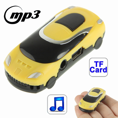 Mini Car Style TF (Micro SD) Card Slot MP3 Player with LED Light (Yellow) - Click Image to Close